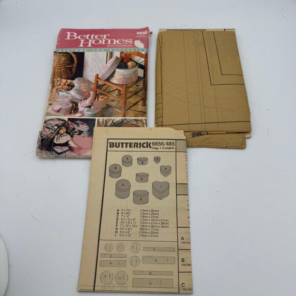 Uncut Better Homes Butterick 6656 Fabric Box Pattern 1988 Round Oval Heart Shape - Picture 8 of 8